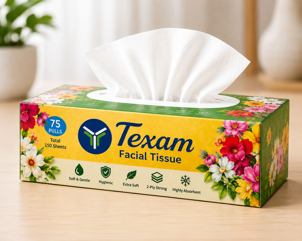 TEXAM Facial Tissue – 150 Sheets (75 Pulls)